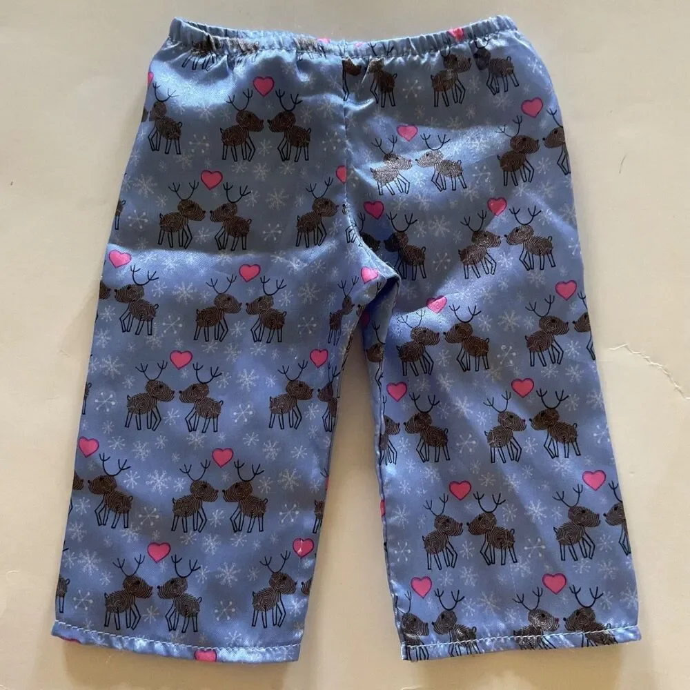 American Girl Doll Reindeer Pajamas Set PJ’s And Pink Slippers Only retired